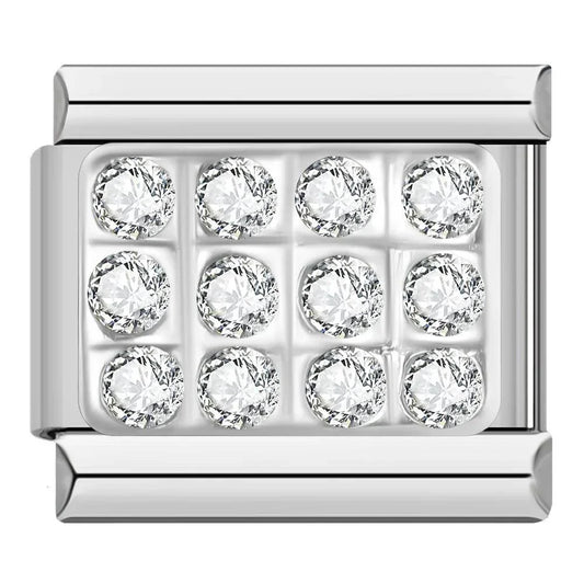 Silver Plate with White Stones - Charms Official