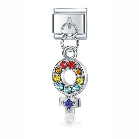 Symbol of Women with Stones, on Silver - Charms Official