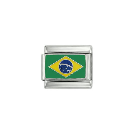 Brazil Flag, on Silver