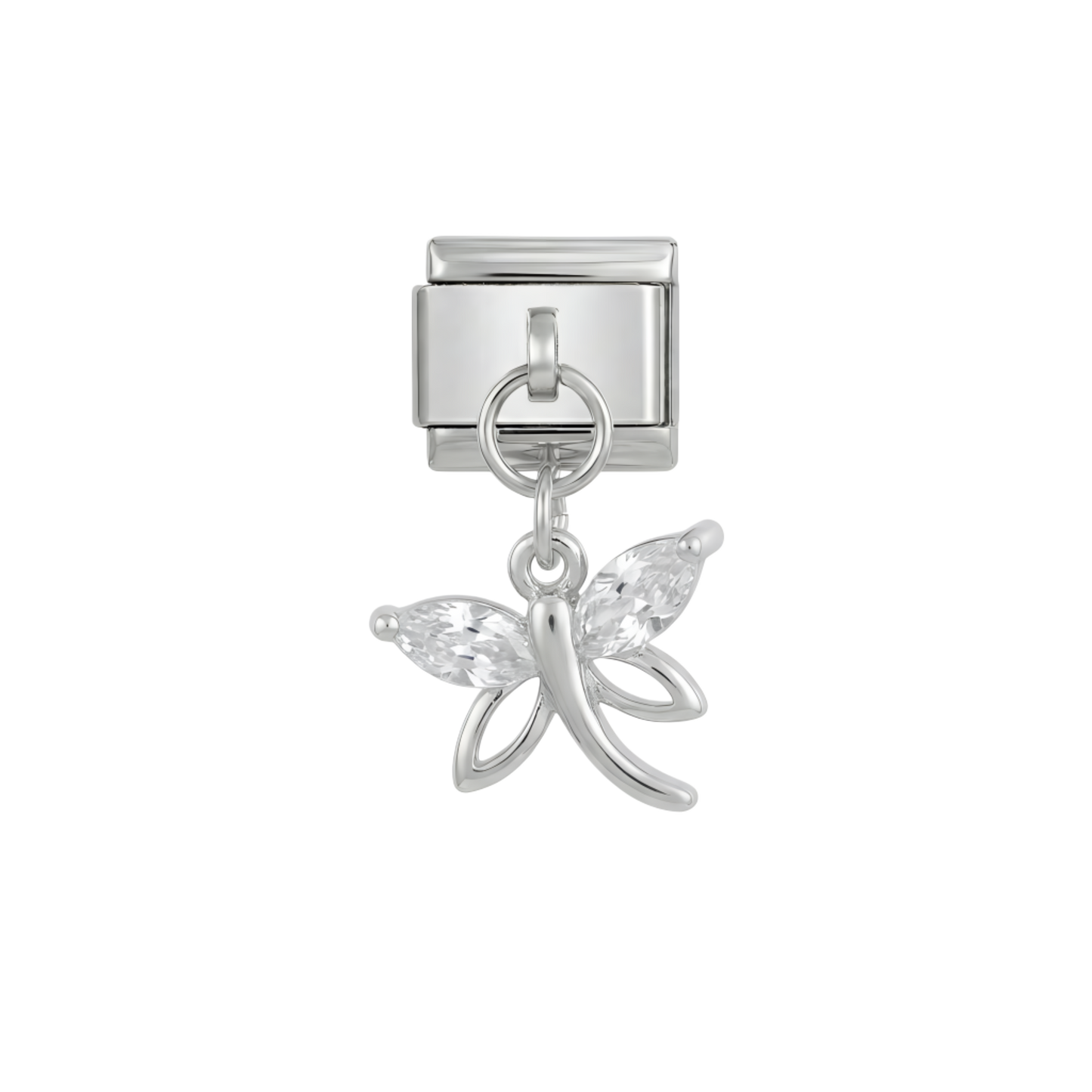 Dragonfly with Crystals on Silver
