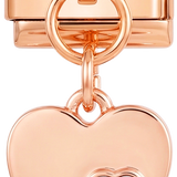 Dupla szív lila kövekkel, rózsaarany