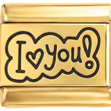 I Love You! in Black inside Bubble on Gold