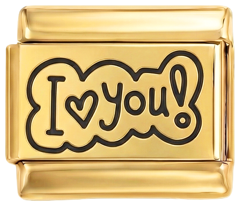 Hozzáadandó - „Szeretlek!” fekete buborékban, arany alapon