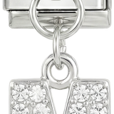 Letter M with stones, Hanging, on Silver - Letter-M-with-stones-hanging-on-silver.png