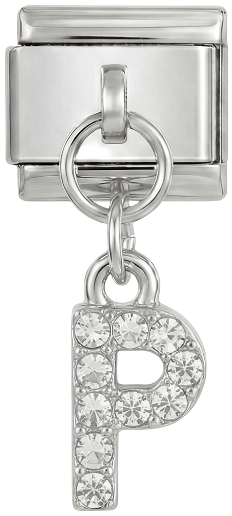 Letter P with stones, Hanging, on Silver - Letter-P-with-stones-hanging-on-silver.png