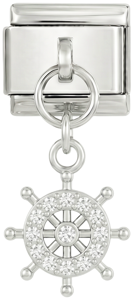 Ezüst hajókormány kövekkel