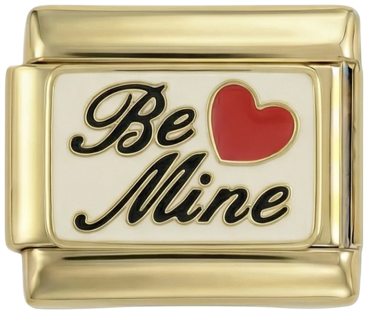 Be Mine on White Plate on Gold - be-mine-on-white-plate-on-gold.png