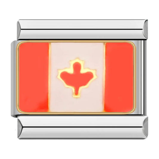 Canada Flag, on Silver - Charms Official