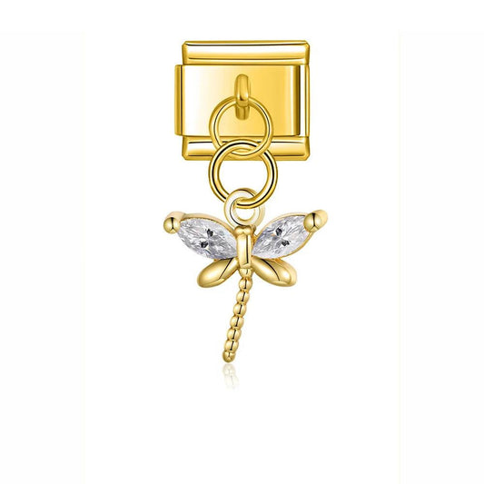 Dragonfly with Large Stones, on Gold - Charms Official