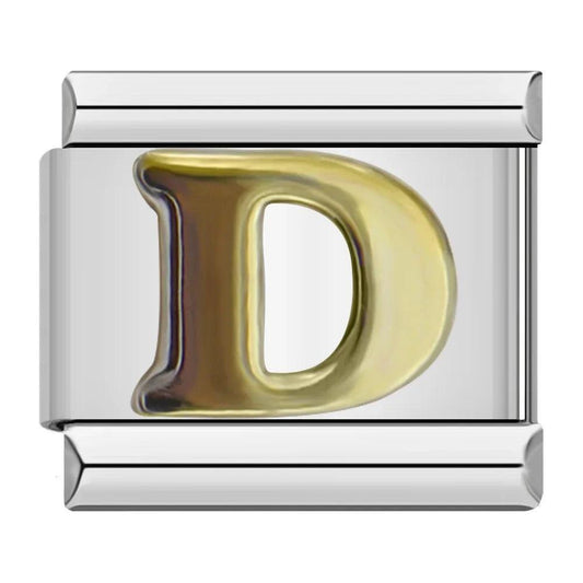Letter D in Gold, on Silver - Charms Official