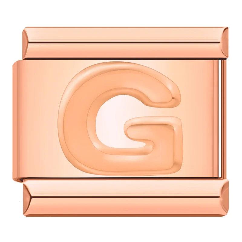 Letter G in Rose Gold, on Rose Gold - Charms Official