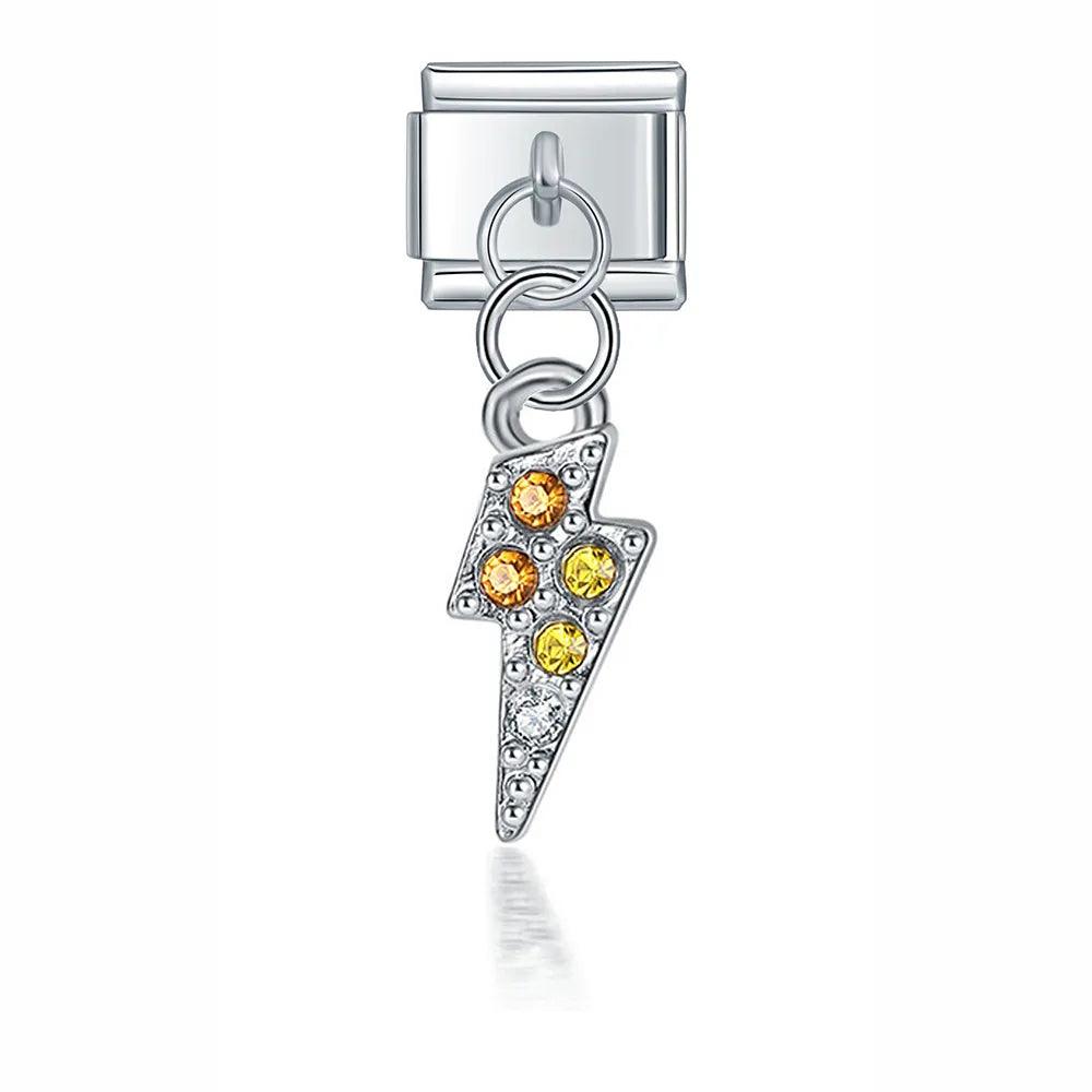 Lightning bolt with stones, on Silver - Charms Official