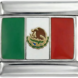 Mexico Flag, on Silver