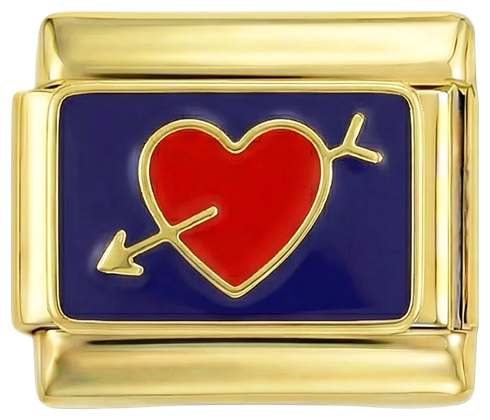 Red Heart Pierced with Gold Arrow on Gold - red-heart-pierced-with-gold-arrow-on-gold.png
